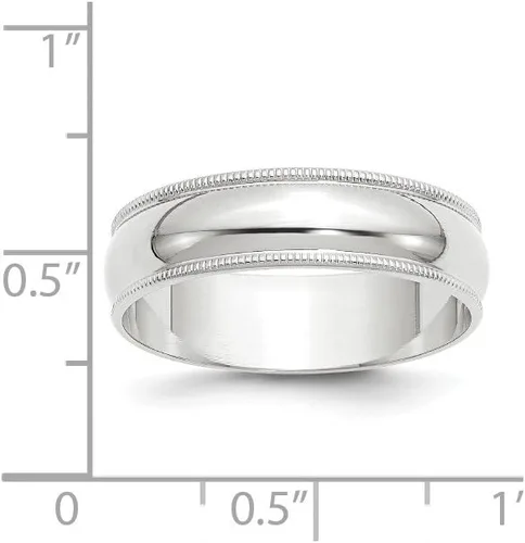Vista 4 de Anillo de boda de oro blanco de 10 quilates de 0.236 in con cúpula clásica llana milgrain