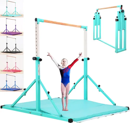Vista 7 de MARFULA Adjustable 5 Ft Folding Gymnastics Kip Bar for Kids Ages 3-18 Negro