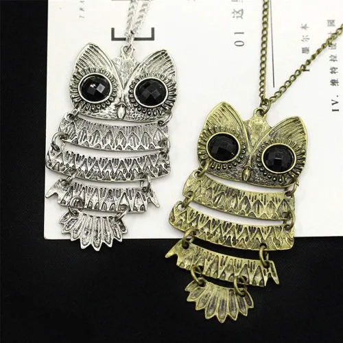 Vista 7 de Collar de cadena con diseño de búho, diseño de búho, diseño de búho, para mujer y niña, para joyería de moda