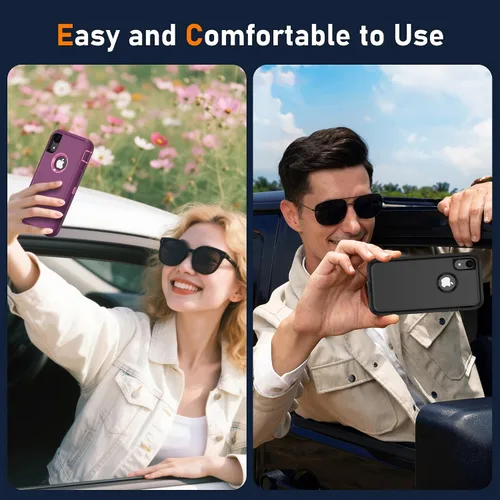 Vista 6 de Jshru para iPhone XR Funda con [2 Pack] Protector de Pantalla HD, [Grado Militar] 3-en-1 Resistente Protector de Cuerpo Completo a Prueba de Negro