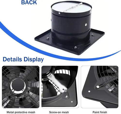 Vista 4 de Extractor de cocina de 4 pulgadas, ventilador de ventilación de ático montado en la pared de 20 W, 140 m³/h, con controlador de velocidad variable