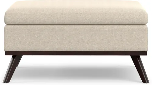 Vista 6 de SIMPLIHOME Owen - Otomana cuadrada con aspecto de lino de 36 pulgadas de Natural