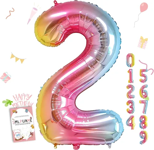 Vista 193 de Globos grandes de 40 pulgadas de números del 0 al 9, globos numéricos para decoración de fiesta de cumpleaños, globos de helio de aluminio