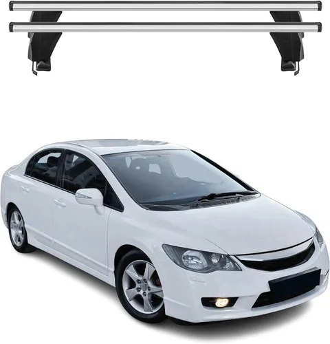 Vista 19 de Barras transversales de techo OMAC para Honda Civic Hatchback 1996-2000, con cierre, 49.9 kg, aluminio, negro, 2 piezas, se ajusta a portaequipajes