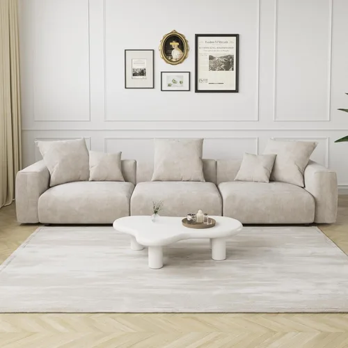 Vista 14 de JACH Sofás Seccionales de Pana para Sala de Estar, Sofá Seccional Modular con Otomanas Chaise, Fundas de Cojines Removibles, Sofá Cama Moderno