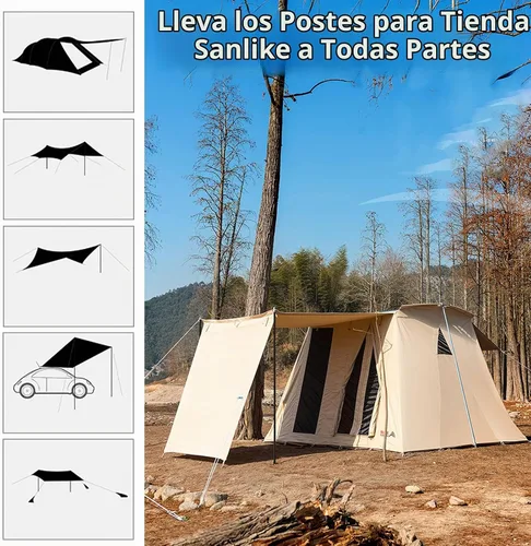 Vista 7 de SANLIKE Postes de aluminio de 60 pulgadas, postes de lona impermeables para Negro-4 secciones