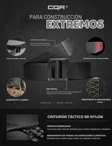 Vista 6 de CQR - cinturón táctico, cinturón resistente estilo militar, correa de malla EDC con hebilla de liberación rápida Paquete de 2 Dura Nylon Negro