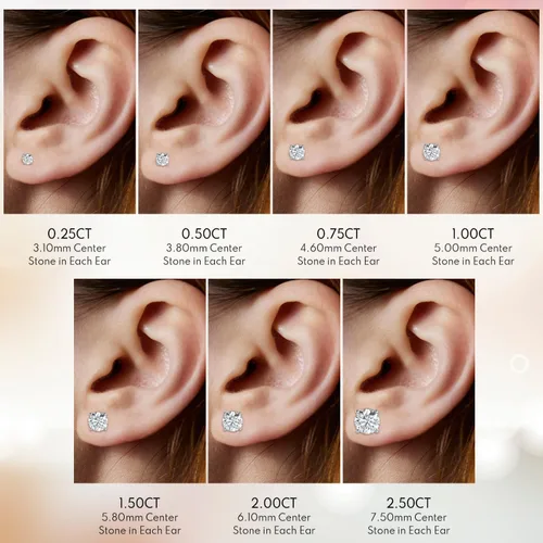 Vista 5 de Aretes de diamantes reales naturales con cierre de rosca seguro para mujeres y hombres, aretes de diamante de talla redonda de oro de 14 quilates