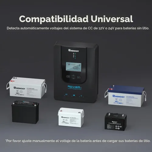 Vista 6 de Renogy Rover 30A 12V/24V Auto DC Entrada MPPT Controlador de Carga Solar, Parámetro Ajustable, Pantalla LCD, Regulador de Panel Solar Apto