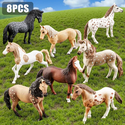 Vista 2 de 8 figuras de caballo grandes de 6 pulgadas, juguetes de animales para niños, figuras de animales de granja de plástico realistas, juguetes