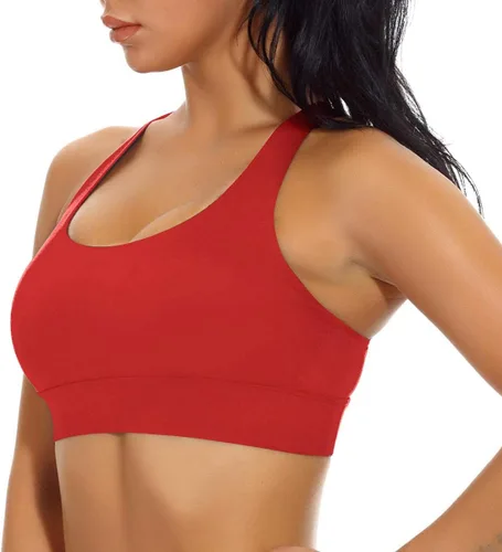 Vista 2 de Nine Bull - Brasier deportivo con relleno extraíble y espalda cruzada para mujer. Soporte de alto impacto, brasier de entrenamiento y para yoga.
