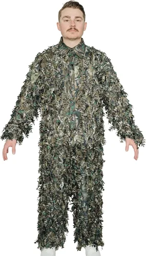 Vista 11 de QuikCamo Mossy Oak 3D Leafy Camo Ghillie Suit - Breathable Quiet Mesh, Snaps and Zippered Pockets for Turkey Hunting