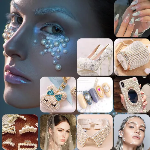 Vista 5 de 6000 perlas blancas planas de 0.157 in para arte de uñas, perlas semicirculares a granel para hacer obras de arte, manualidades, accesorios