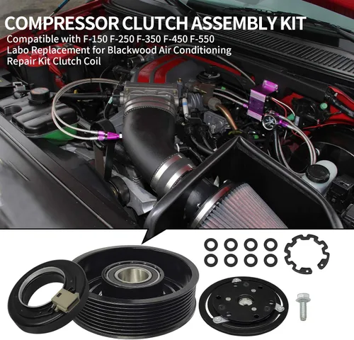 Vista 6 de Saihisday Kit de ensamblaje de embrague del compresor de CA Reemplazo de la bobina del compresor de CA para F-250 para F-350 para F-450 para F-550