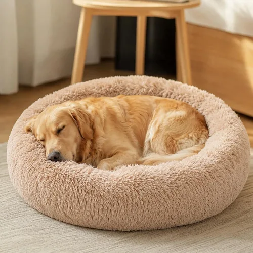 Vista 57 de JOLLYVOGUE - Cama calmante para perros y gatos pequeños y medianos, antiansiedad, redonda, suave, acogedora con parte inferior antideslizante