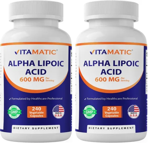 Vista 10 de Vitamatic Ácido Alfa Lipoico (ALA) 600mg Por Porción - 240 Cápsulas Vegetales - 120 Porciones - Sin OGM y Sin Gluten