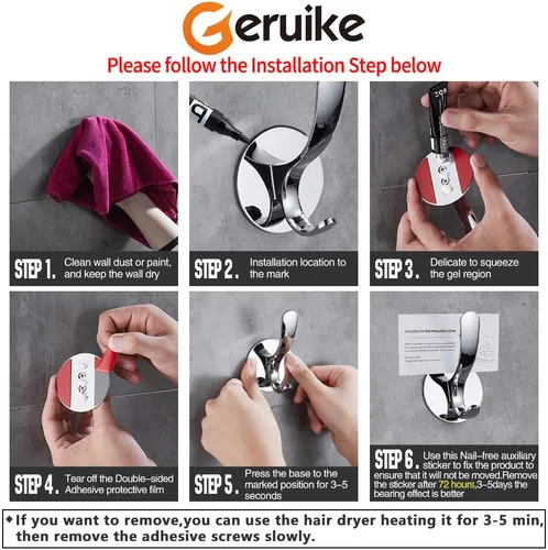 Vista 5 de Ganchos adhesivos de acero inoxidable autoadhesivos para bata de baño, cocina, gancho de pared, sin tornillos, sin daños