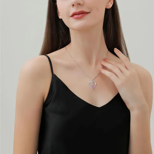 Vista 18 de Collar de corazón con nudo celta de plata de ley 925, collar con colgante para mujer, joyería de piedra natal