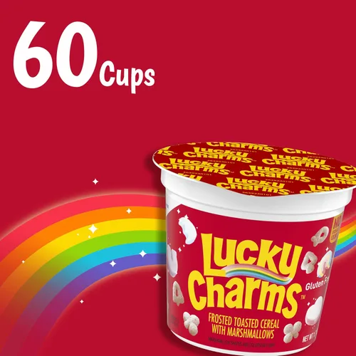 Vista 3 de Lucky Charms Cereales, tazas de servicio de alimentos de una sola porción, 60 unidades, caja de 7.5 libras