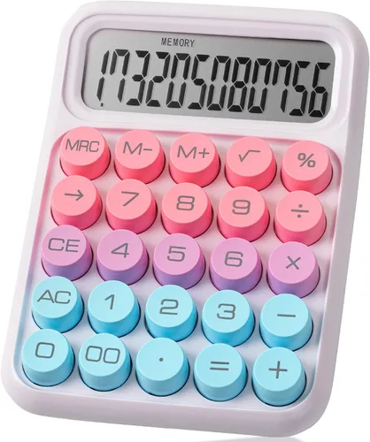 Vista 23 de Mr. Pen - Calculadora con interruptor mecánico, 12 dígitos, pantalla LCD grande, calculadora azul con botones grandes, suministros para el regreso