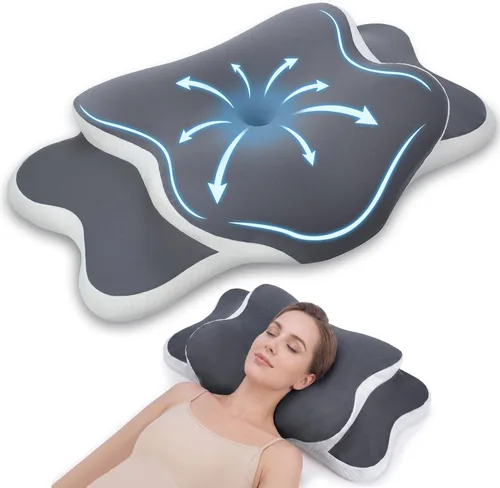 Vista 8 de Almohada cervical ergonómica para aliviar el dolor de cuello Gris