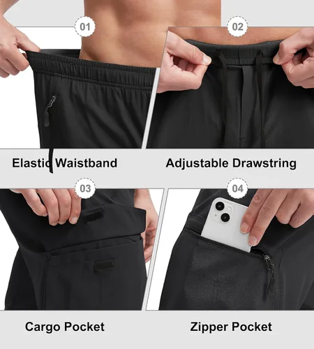 Vista 5 de Bikewa Pantalones cortos de ciclismo de montaña para hombre, con acolchado 3D, ajuste holgado, con bolsillos con cremallera