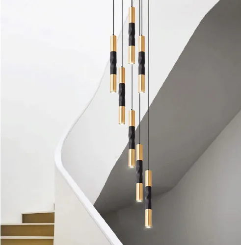 Vista 5 de Lámpara colgante de tubo largo creativo espiral de metal lámpara colgante moderna 5W lámpara de luz neutra para cocina isla pasillo bar (30CM)