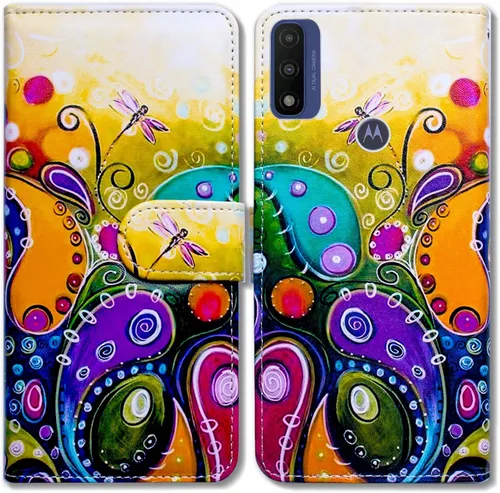 Vista 16 de Bcov Funda de piel con tapa para teléfono Motorola Moto G Pure/Power 2022 - Patrón de pájaro negro, ranura para tarjetas, bloqueo magnético, función