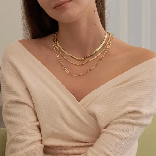 Vista 3 de CHESKY 14K GoldSilver Plated Snake Chain Necklace Herringbone Necklace Gold Choker Necklaces for Women Girl Gifts Jewelry 1.535MM(W) 14"16"(L)