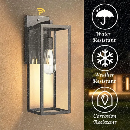 Vista 12 de Bestshared Linterna de pared grande de 18 pulgadas con sensor de atardecer a amanecer, color negro