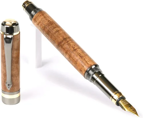 Vista 7 de Lanier Pens Pluma estilográfica Elite - Gun Metal - Negro y Blanco Ébano