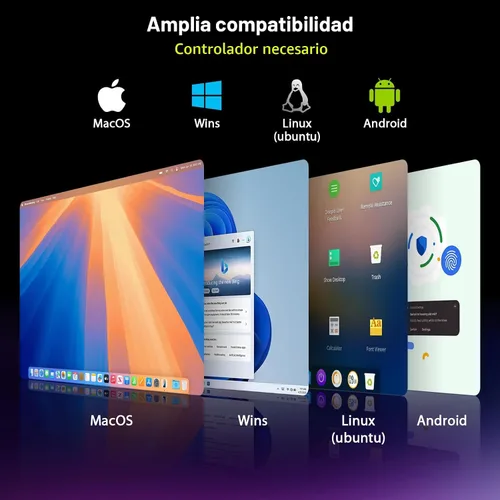 Vista 3 de Extensor de monitor para portátil de triple pantalla, monitor cuádruple FHD 1080P de 15.6 pulgadas, 1 conexión USB-C para 4 pantallas, aleación