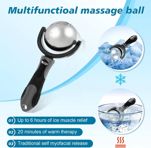Vista 2 de Cryosphere Pelota Rodillo de Masaje Frío - Pelota de Masaje para Alivio de Frío y Calor, Liberación Miofascial, Terapia de Puntos Gatillo, Nudos
