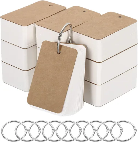 Vista 8 de PATIKIL Tarjetas de índice en blanco con anillo, 1000 tarjetas flash en blanco de 2.8 x 1.6 pulgadas, cartulina de notas de estudio para aprendizaje