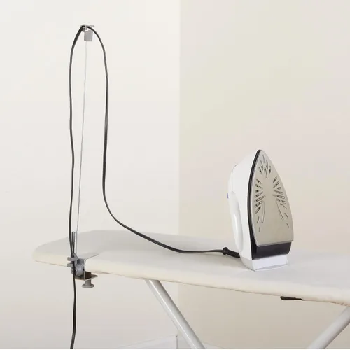 Vista 3 de Household Essentials Cable de hierro con abrazadera para tablas de planchar, varita de resorte flexible de 20 pulgadas, uso de mano derecha
