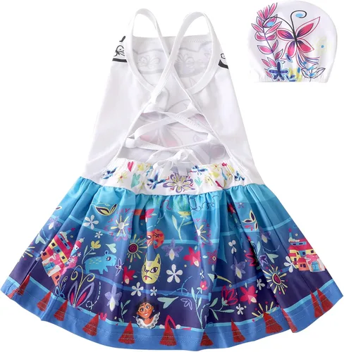 Vista 2 de longnose Traje de baño Encanto para niñas Mirabel Isabella Traje de baño Dolores con hombros descubiertos, traje de baño de playa con volantes