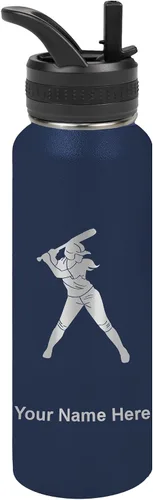 Vista 66 de LaserGram Botella de agua personalizada de 32 onzas, jugador de softbol Regalo grabado para jugadores de sóftbol, acero inoxidable aislado al vacío