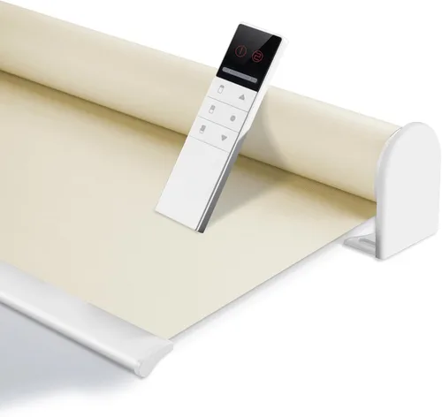 Vista 12 de Zshine Persianas opacas motorizadas con ancho personalizado (23-95 pulgadas), persianas enrollables inalámbricas y recargables con control remoto