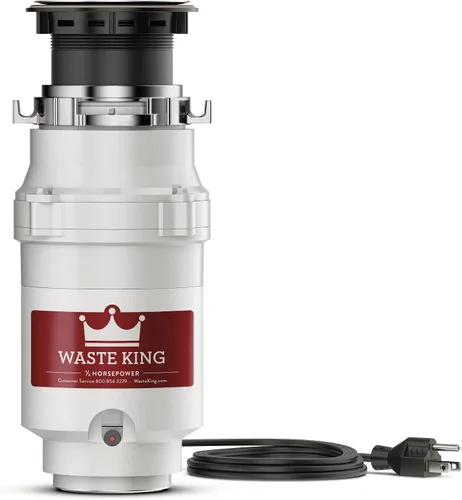 Vista 5 de Waste King L-1001 Triturador de basura con cable de alimentación, 1/2 HP y triturador de basura L-111 con cable de alimentación, 1/3 HP, gris