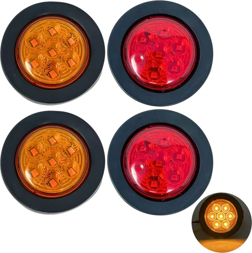 Vista 12 de 10 piezas de luces LED de 2" redondas ámbar para remolque con 7 luces de señalización [DOT FMVSS 108] [SAE P2] [Lente reflectora] [Arandela] 10 ámbar