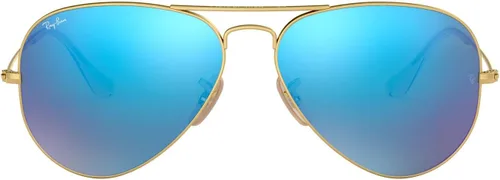 Vista 8 de Ray-Ban RB3025 Classic Mirrored Aviator Sunglasses Negro/Marrón degradado espejo azul