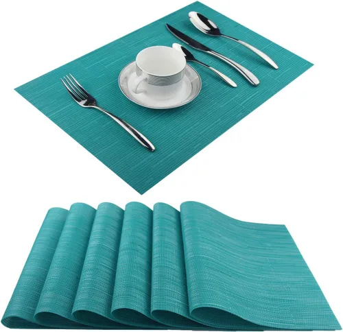 Vista 74 de Manteles individuales de vinilo resistentes al calor, lavables, fáciles de limpiar, manteles individuales de plástico para cocina, mesa de comedor