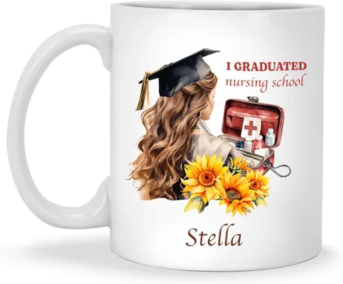 Vista 15 de Enfermera con equipos médicos Tazas de café, Taza de cerámica de enfermería con nombre personalizado, Taza de café asistente médica, Regalo