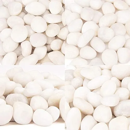 Vista 6 de Guijarros decorativos de 18 libras, piedras blancas, río y roca, grava decorativa pulida natural blanca, guijarros blancos, piedras ornamentales