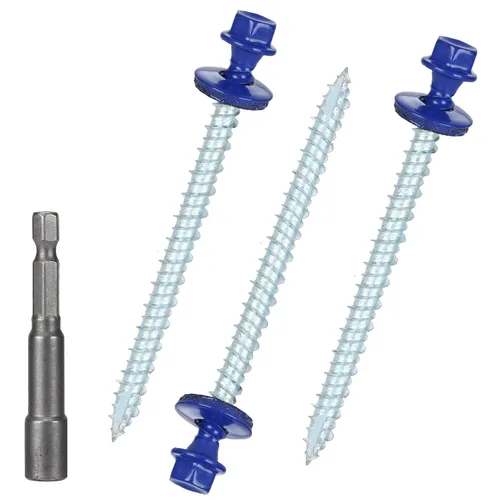 Vista 37 de Tornillos para techos de metal de 10 x 1 pulgada, tornillo para techo de chapa metálica con cabeza hexagonal negra y arandela EPDM para techos