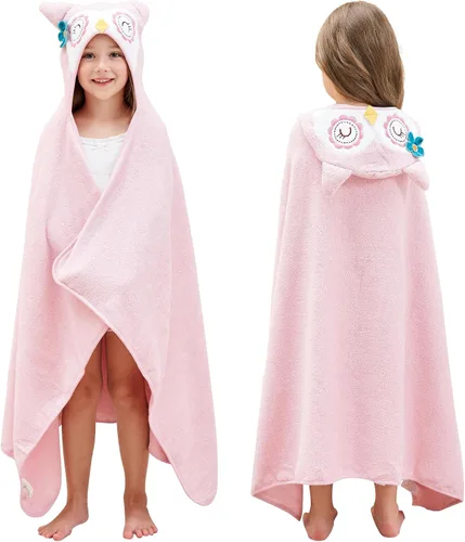 Vista 16 de Style Quarters - Toalla de baño para bebé, 100 % algodón de rizo suave con capucha, toalla de playa de alpaca de dibujos animados, toalla de playa