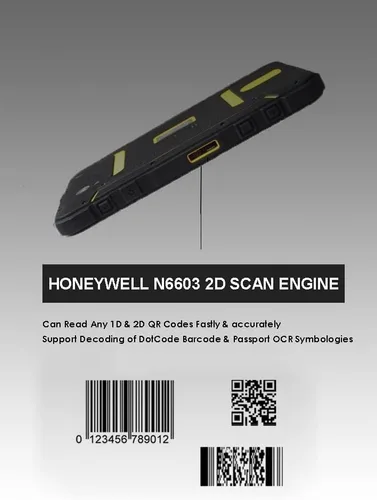 Vista 3 de Escáner de código de barras Android para tableta industrial resistente con motor de escaneo de barras 2D Honeywell Batería de 7200 mAh WiFi