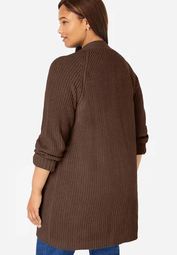 Vista 3 de Woman Within Cárdigan Shaker con botones en la parte delantera de talla grande para mujer
