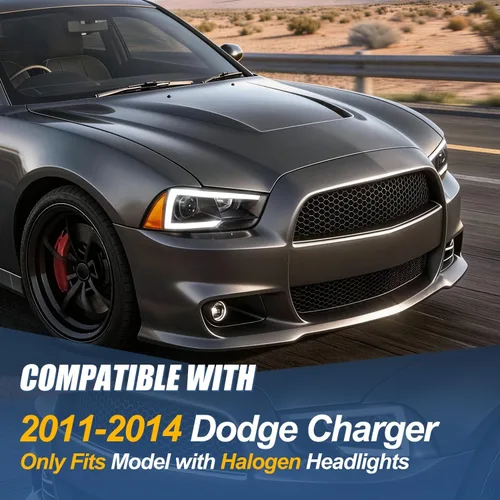 Vista 6 de Auto Dynasty Conjunto de faros delanteros de proyector LED 3D DRL compatible con Dodge Charger 2011, 2012, 2013, 2014, lado del conductor