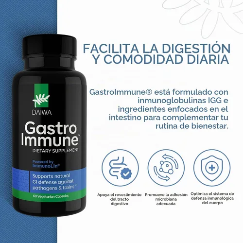 Vista 2 de Daiwa GastroImmune Suplemento de salud intestinal e inmunidad, 60 cápsulas